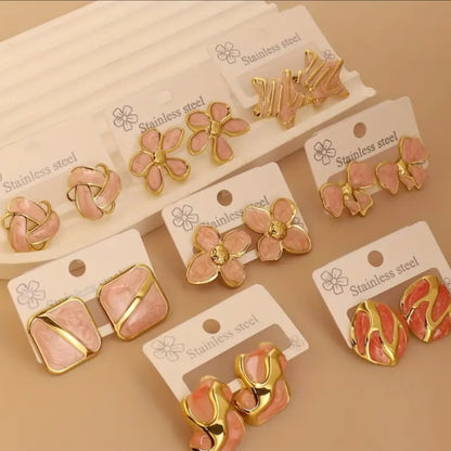 2pairs random stainless steel earings