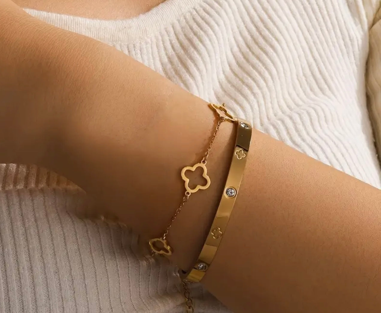 2 piece clover bracelet