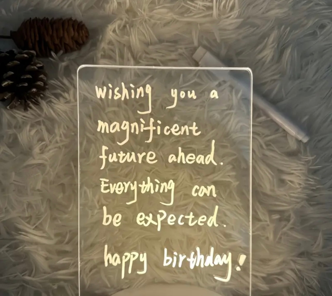 LED night light with erasable board and pen