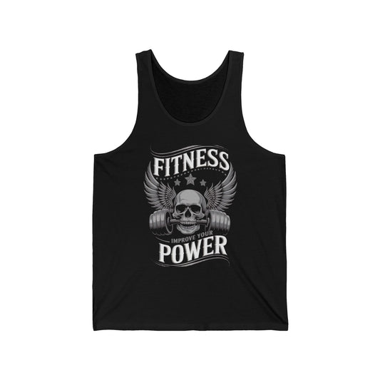 Fitness Skull Unisex Jersey Tank - Improve Your Power Workout Tee