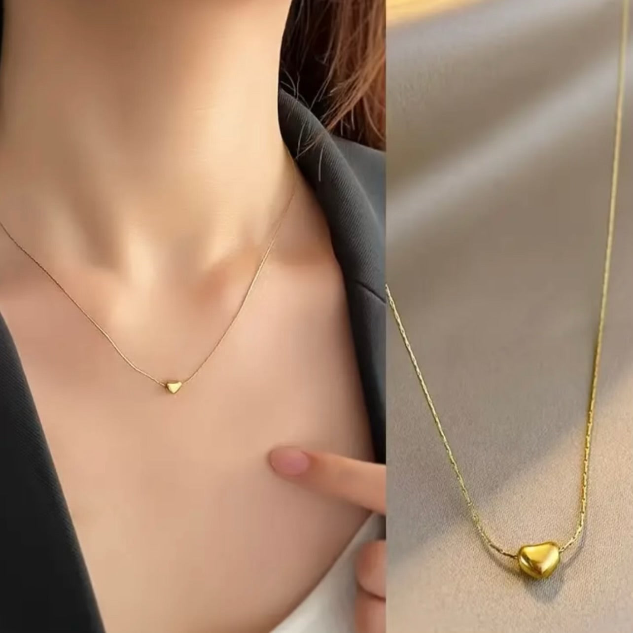 Minimalist golden heart stainless steel necklace